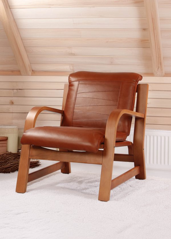Budi Sillón de Cuero y Madera - Imagen 8