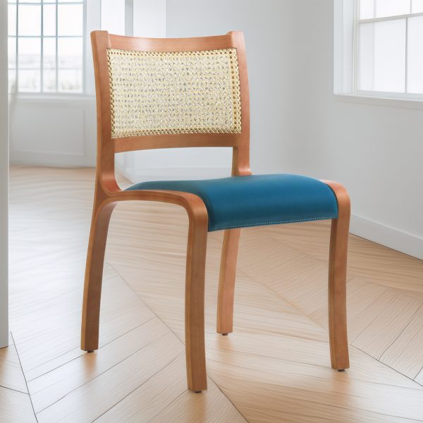 Trento Junco Silla de Cuero y Madera