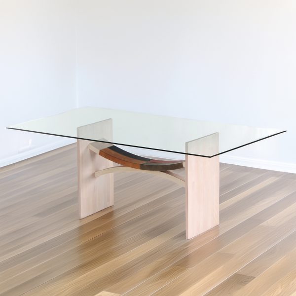 Base Comedor Piu | Madera y Cuero | Vigas Curvadas