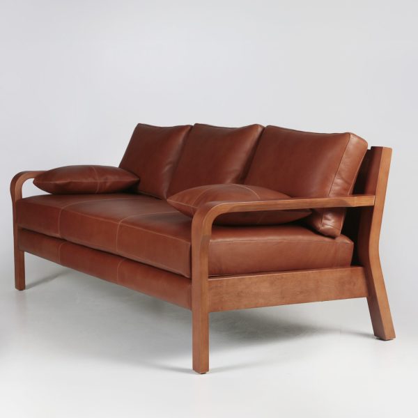 Arlanda 180 Sofa de Cuero y Madera