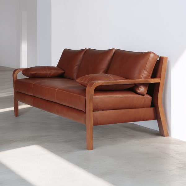 Arlanda 180 Sofa de Cuero y Madera