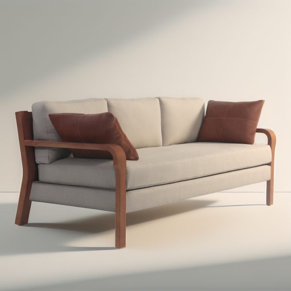 Arlanda 180 Sofa de Cuero y Madera