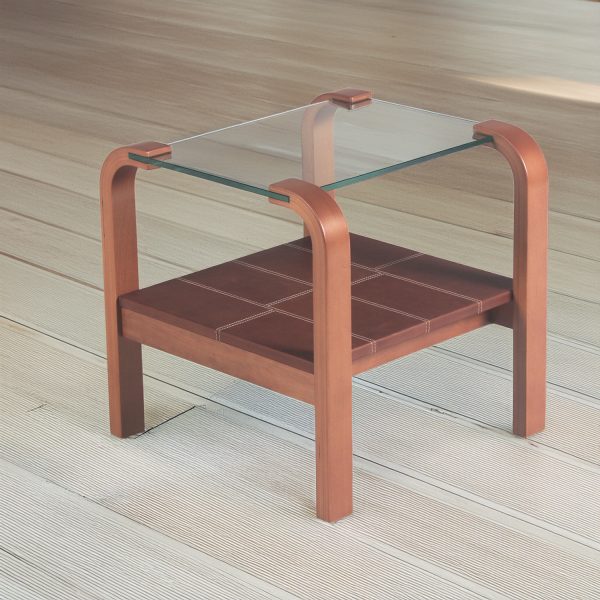 Mesa Lateral Arlanda | Madera y Cuero | Diseño Compacto
