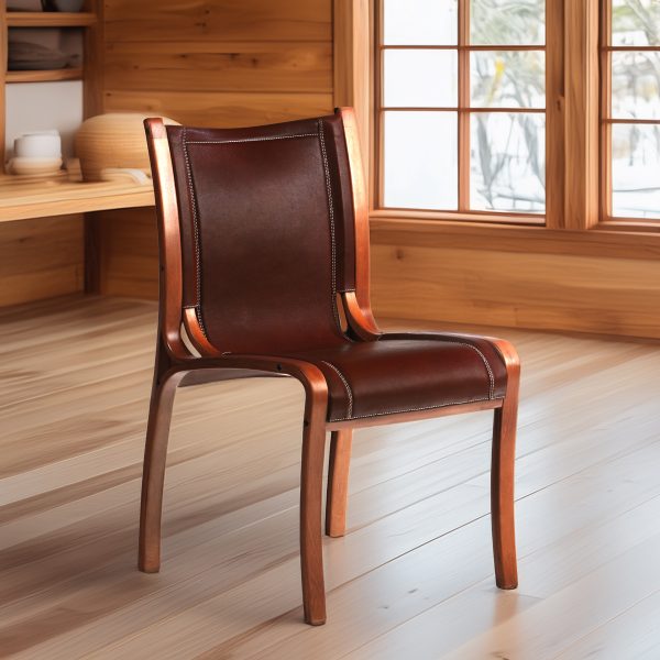 Bilbao Silla Respaldo Alto de Cuero y Madera - Imagen 6