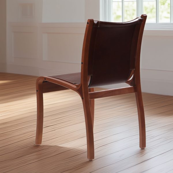 Bilbao Silla Respaldo Alto de Cuero y Madera - Imagen 4