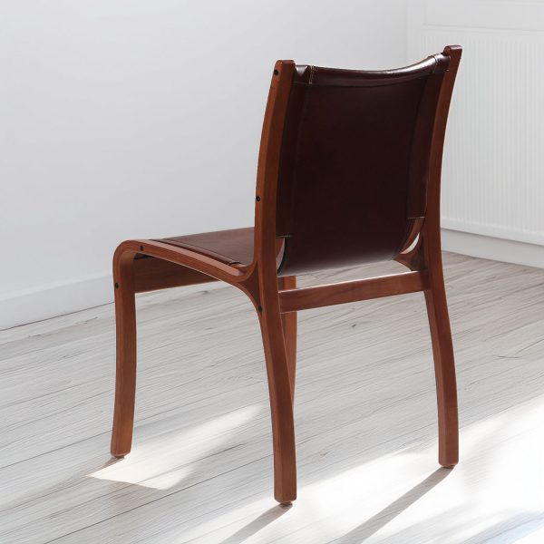 Bilbao Silla Respaldo Alto de Cuero y Madera - Imagen 2