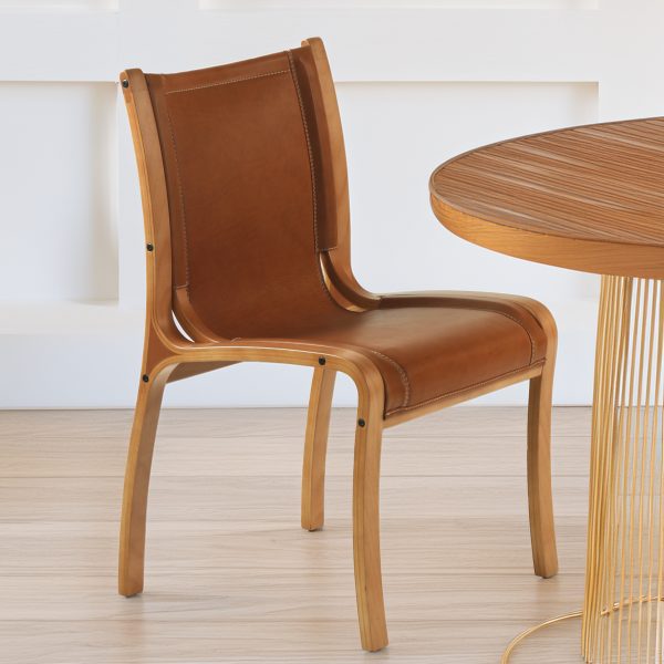 Bilbao Silla Respaldo Alto de Cuero y Madera