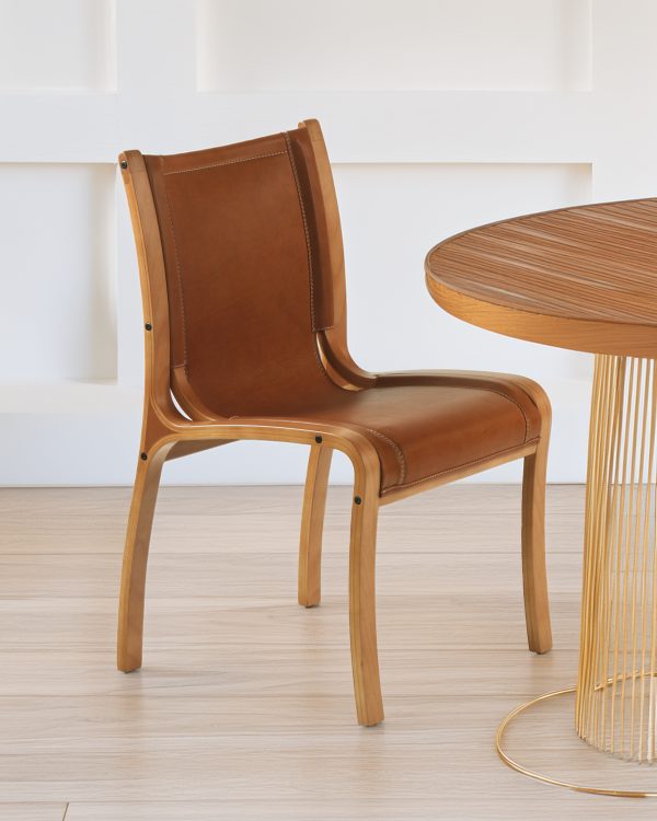 Bilbao Silla Respaldo Alto de Cuero y Madera
