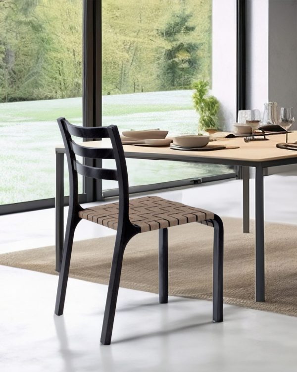 Cumbre Silla B - Silla en Cuero natural y Madera - Imagen 4