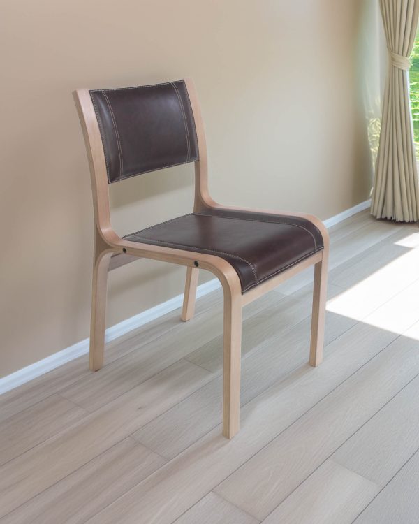 Alba Silla de Cuero y Madera - Imagen 3