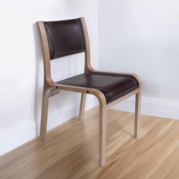 Alba Silla de Cuero y Madera - Imagen 2