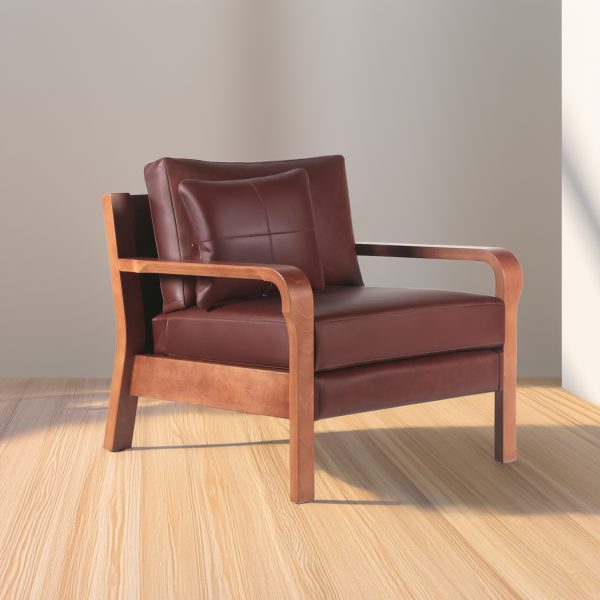 Sofá Sillón Arlanda 85 | Cuero y Madera | Confort Compacto