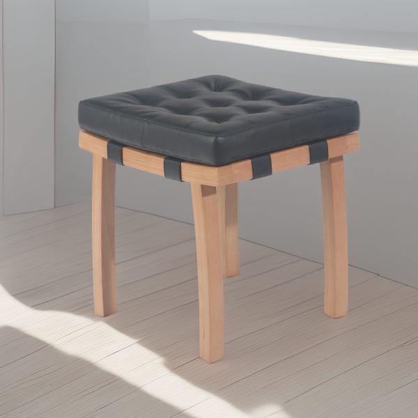 Banqueta Mónaco I Madera Miel y Cuero Negro - Imagen 2