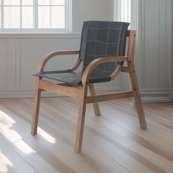 Sitial Domo Madera Miel Ulmo Cuero Marrón
