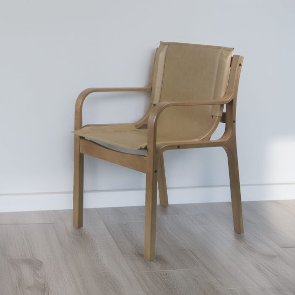 Sitial Nova Madera Nogal Cuero Beige