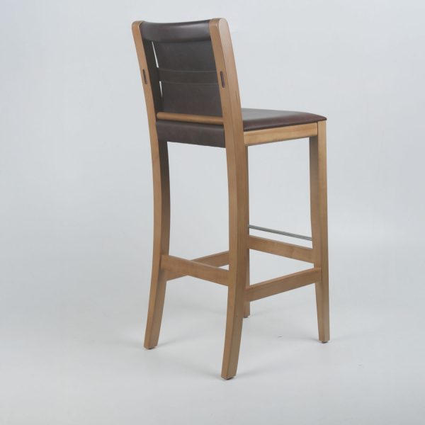 Taburete Brida Madera Miel,Cuero Marrón - Imagen 3