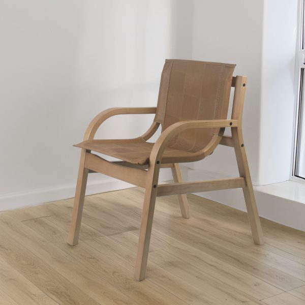 Sitial Domo Madera Miel Cuero Camel