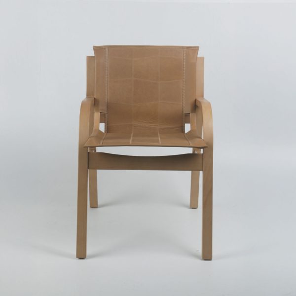 Sitial Domo Madera Miel Cuero Camel - Imagen 2