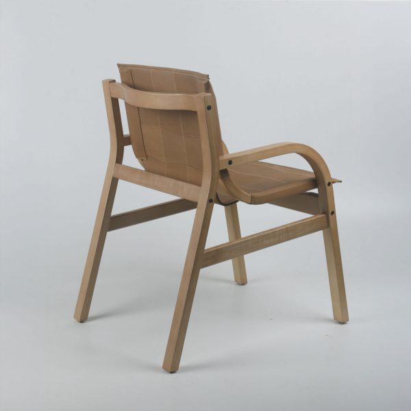 Sitial Domo Madera Miel Cuero Camel - Imagen 3