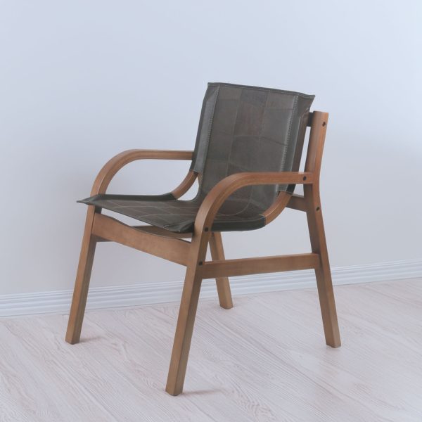 Sitial Domo Madera caramelo Cuero Marrón - Imagen 4
