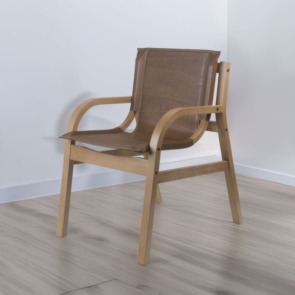 Sitial Domo Madera Miel Cuero Castaño
