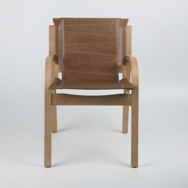 Sitial Domo Madera Miel Cuero Castaño - Imagen 3