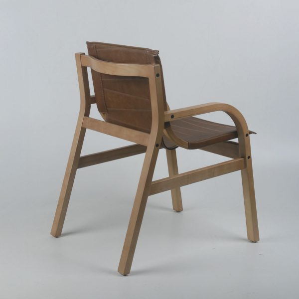 Sitial Domo Madera Miel Cuero Castaño - Imagen 4