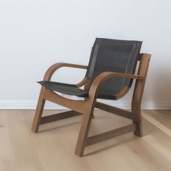 Sillon Domani Madera Miel Ulmo Cuero Marrón