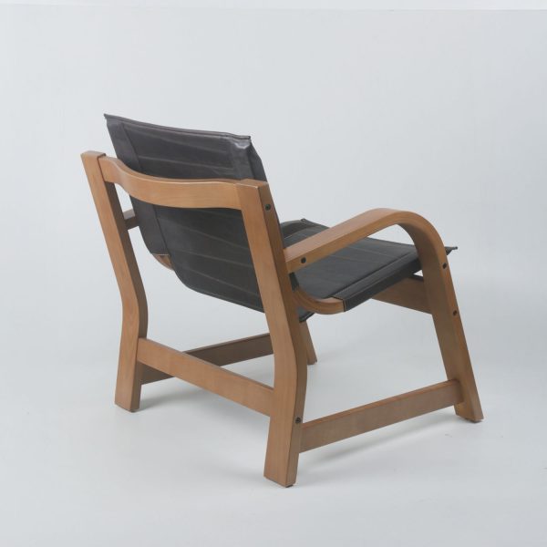 Sillon Domani Madera Miel Ulmo Cuero Marrón - Imagen 4