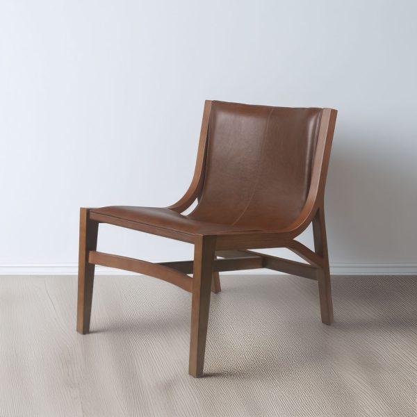 Poltrona Ferrara Madera Caramelo Cuero Castaño