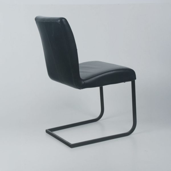 Silla Lineal Acero Negro y Cuero Negro - Imagen 2