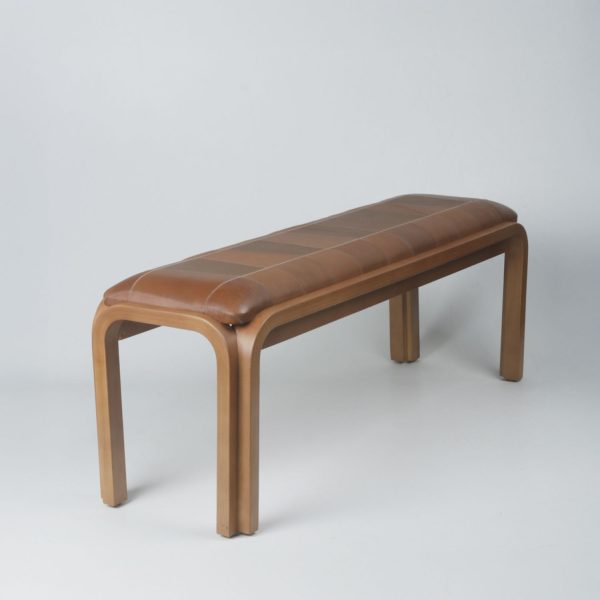Banqueta Lido – Madera Miel Ulmo y Cuero Mix Castaño - Imagen 2