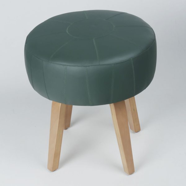 Puf Victoria | Madera Miel Ulmo  y Cuero Verde