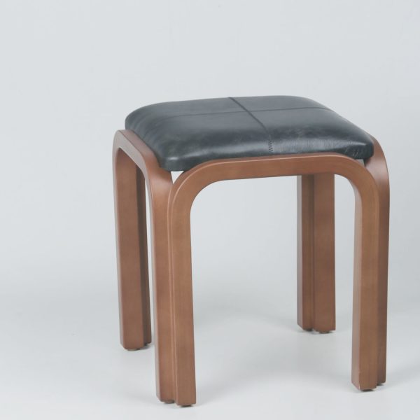 Pisito Domo | Madera Caramelo y Cuero Negro Encerado - Imagen 4