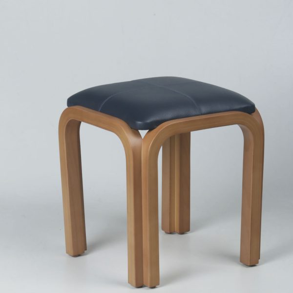 Pisito Domo en Madera Miel con Cuero Azul