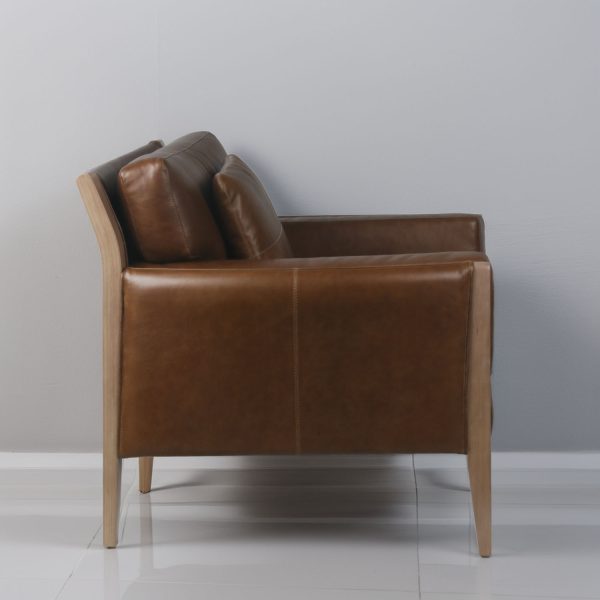 Sillón Noma 1 Cuerpo — Madera Nogal y Cuero Tabaco - Imagen 4