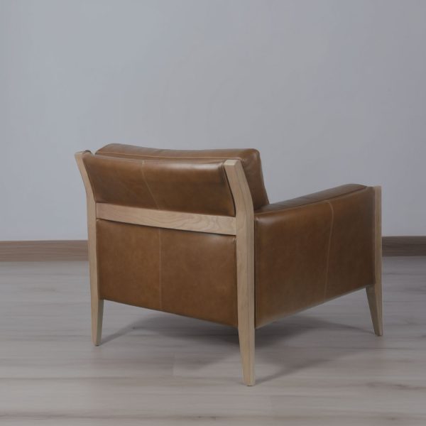 Sillón Noma 1 Cuerpo — Madera Nogal y Cuero Tabaco - Imagen 3