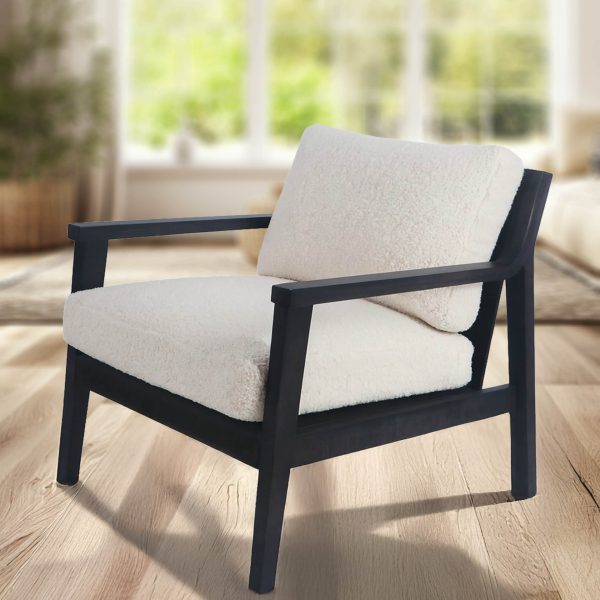 Explora Sillón de Madera con Cuero o Tela Bouclé - Imagen 2
